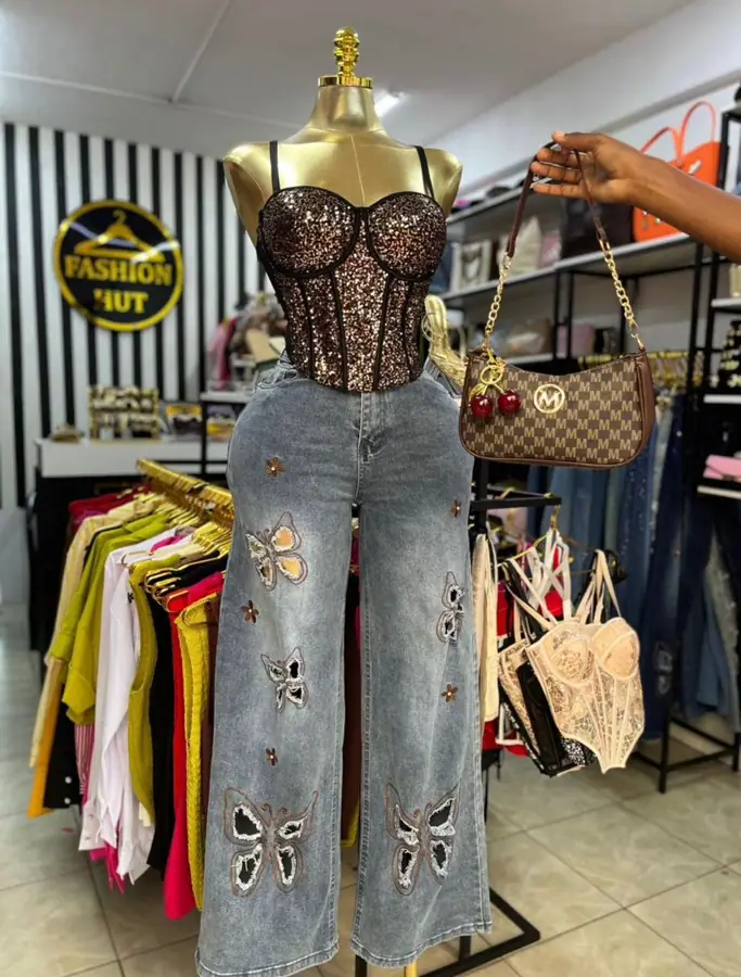 Sequined Corset and Denim