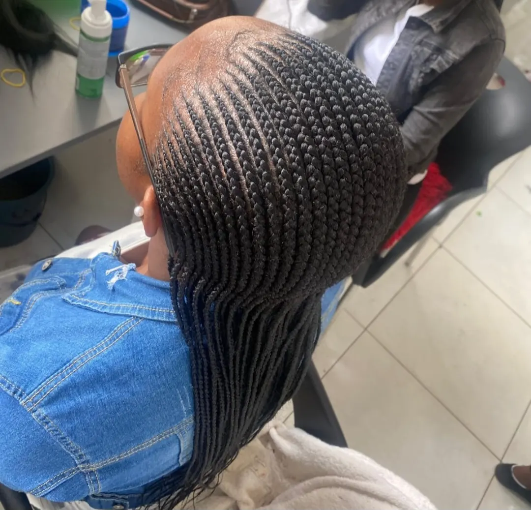 Straight back cornrows